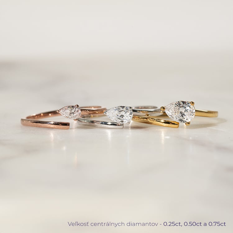 Atypický zásnubný prsteň s pear diamantom Carol 137528