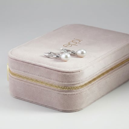 Strieborné visiace náušnice s perlou a zirkóny Tahir