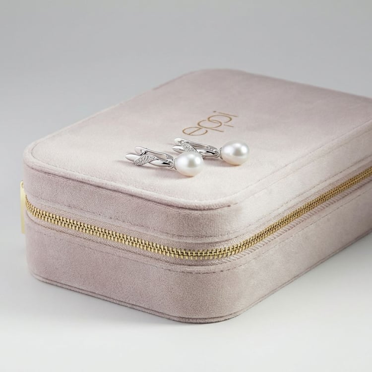 Strieborné visiace náušnice s perlou a zirkóny Tahir 166306