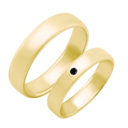 Zlaté svadobné obrúčky s čiernym diamantom Rachef