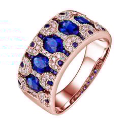 Prsteň s oválnymi zafírmi a diamantmi Iztel