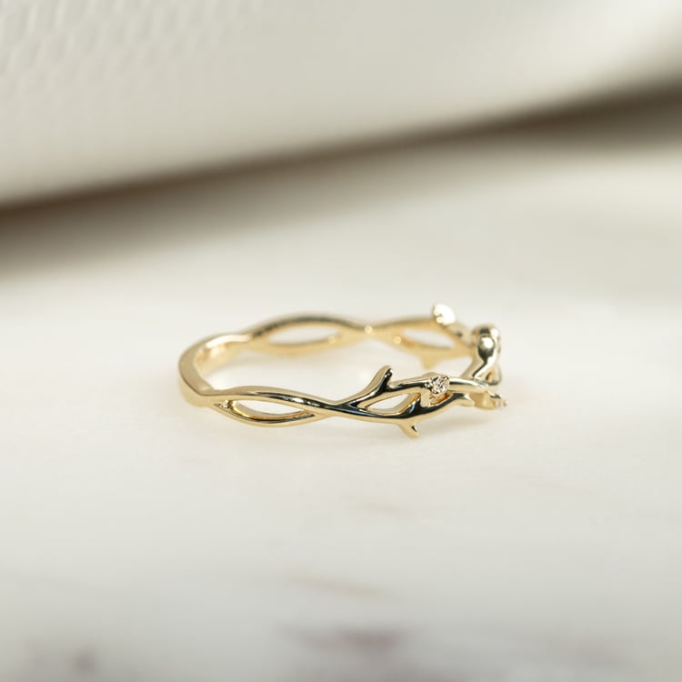 Dámsky snubný prsteň v tvare vetvičiek a pánsky komfortný prsteň Clemente 134066