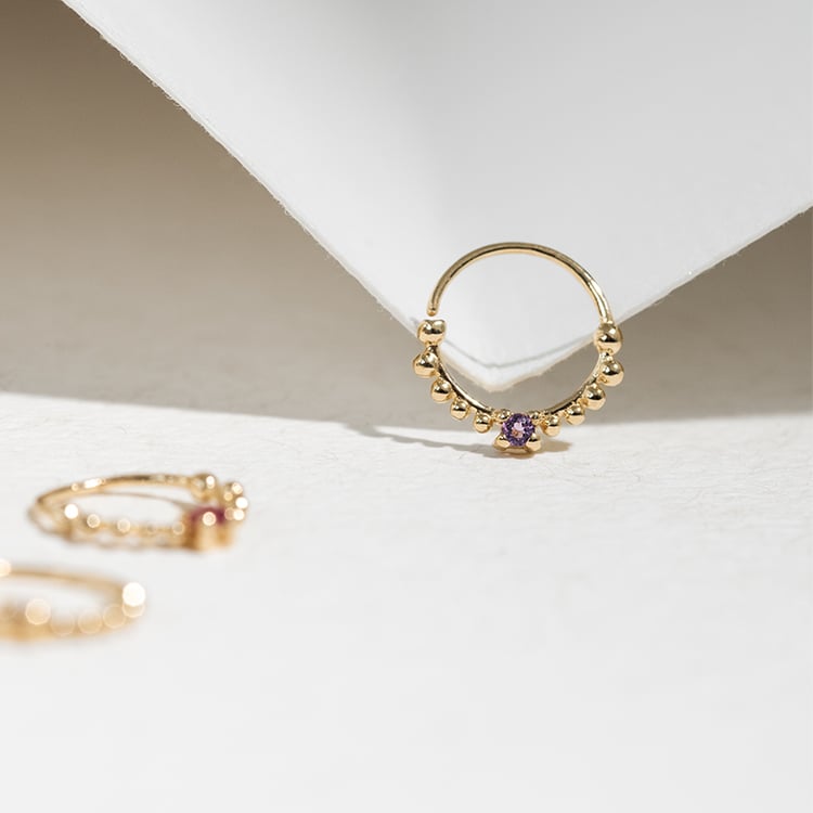 Zlatý septum piercing s ametystom Safi 123057