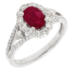 Luxusný zlatý prsteň s rubínom a diamantmi Lea