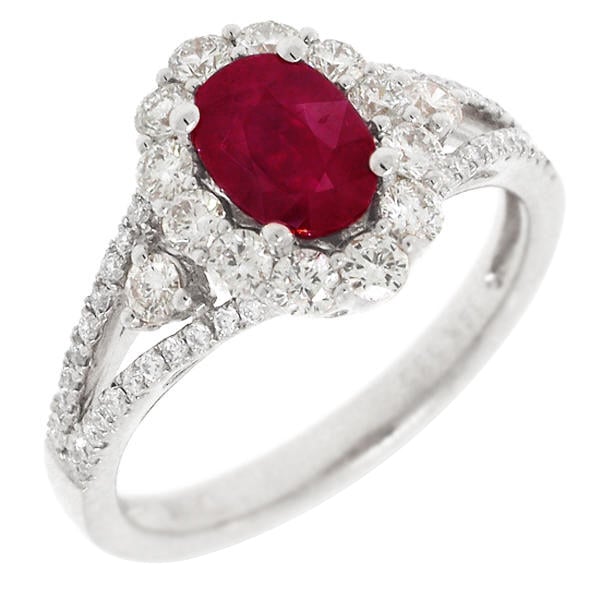 Luxusný zlatý prsteň s rubínom a diamantmi Lea