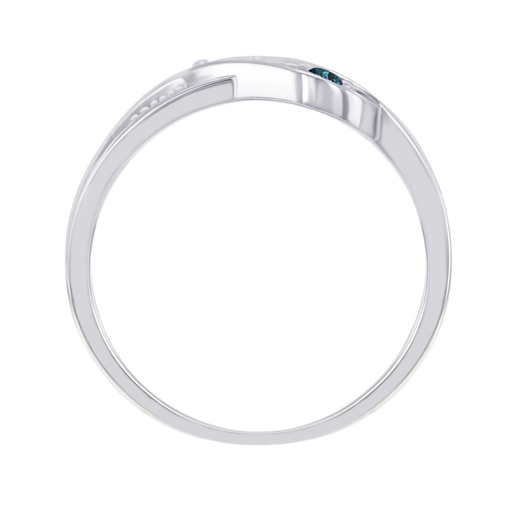 Krásne modré a biele diamanty v zlatom prsteni Marcye 7114