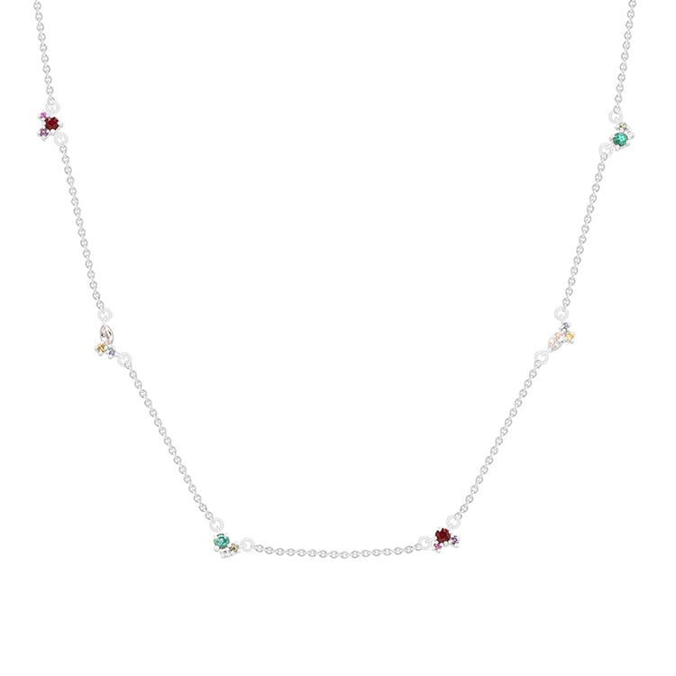 Cluster náhrdelník s farebnými drahokamami zo zlata 90891