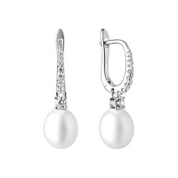 Strieborné náušnice s perlami a zirkónmi Sonal