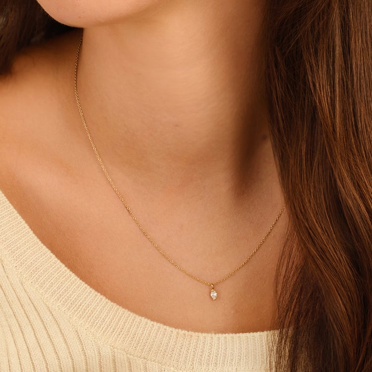 Minimalistický prívesok zo zlata s lab-grown diamantom v tvare pear Malena 161878