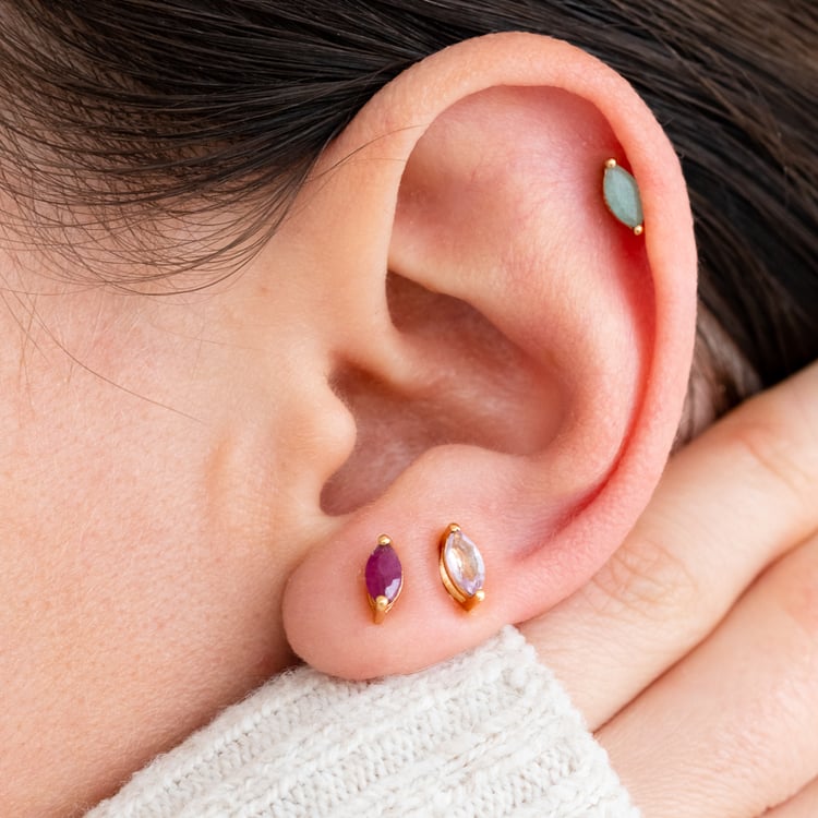 Minimalistické strieborné náušnice s ružovými ametystmi Sistine 118833