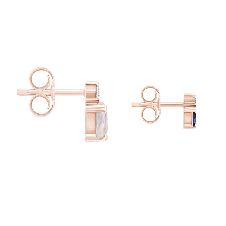 Náušnice s mesačným kameňom, zafírom a diamantmi z ružového zlata 89896