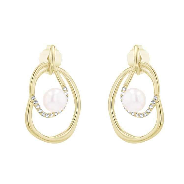 Strieborné perlové náušnice s bielym topásom 