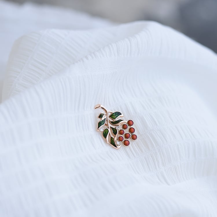 Zlatá brošňa s diamantmi a enamel 64091