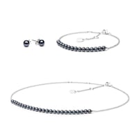 Strieborná kolekcia šperkov s čiernymi perlami Kyrie