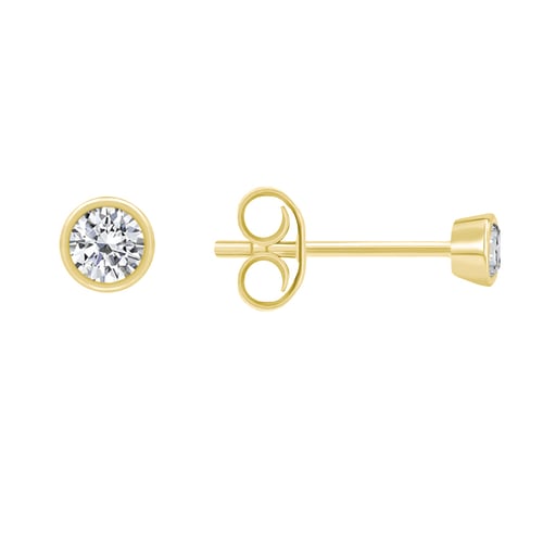 Zlaté bezel náušnice s 0.16ct diamantmi Delilah