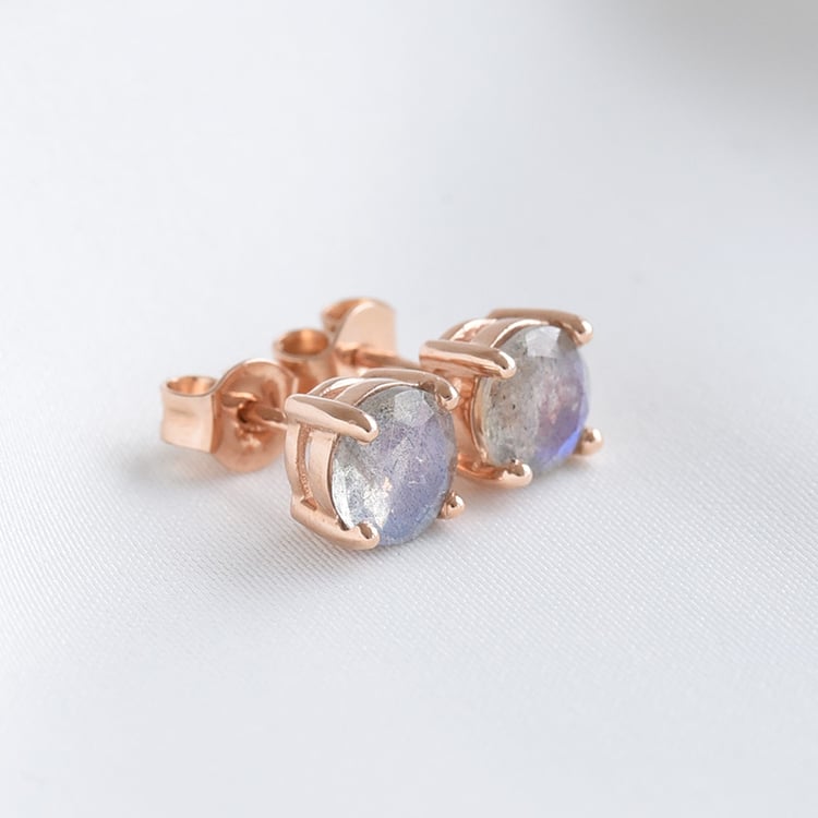 Elegantné zlaté náušnice s labradoritmi 79949