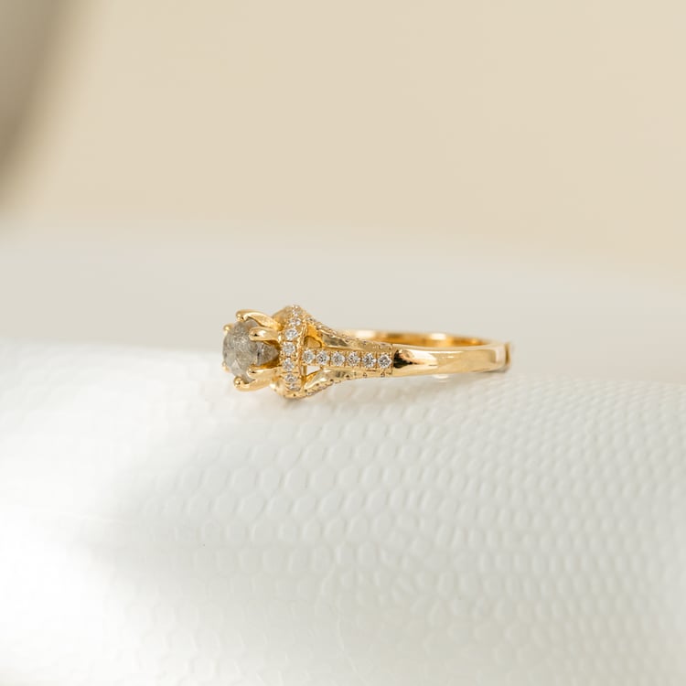 Halo zásnubný prsteň so salt and pepper diamantom Heshmy 124796