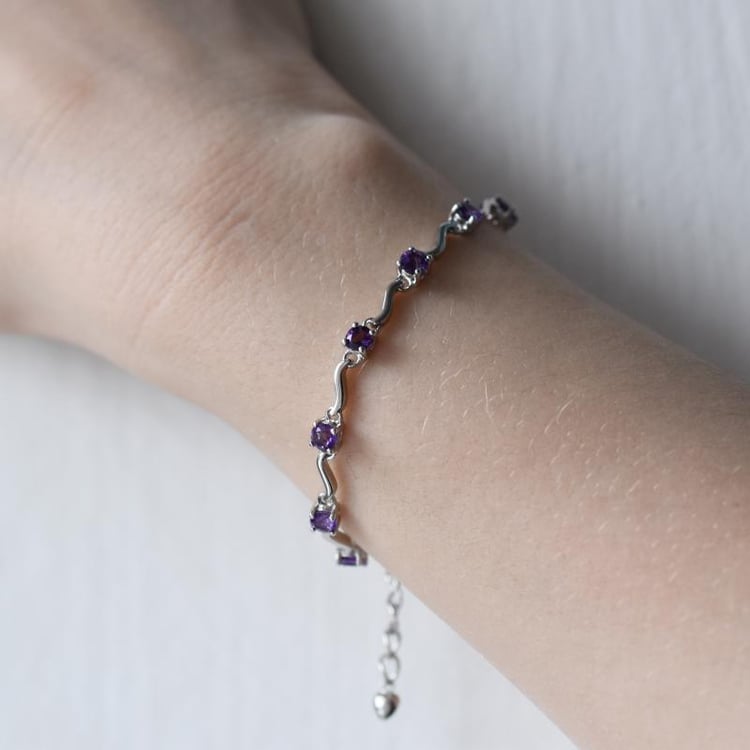 Strieborný náramok s ametystmi Belen 16723