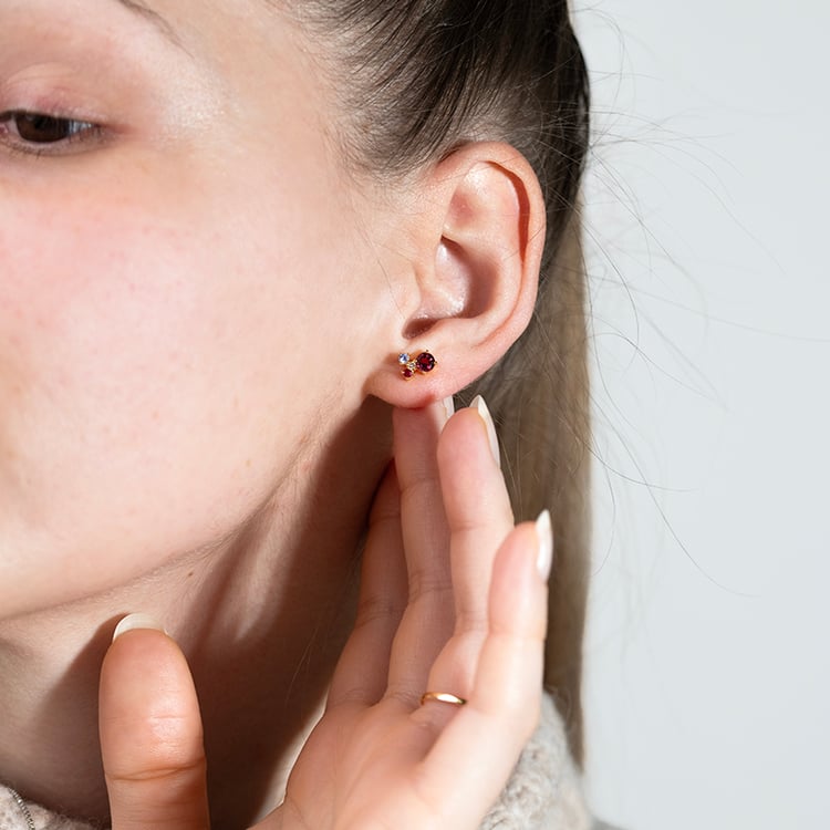 Cluster náušnice s turmalínom, tanzanitom, rubínom a diamantom Kerrie 151143