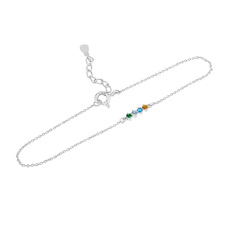 Strieborný náramok so 4 drahokamami Kaiya