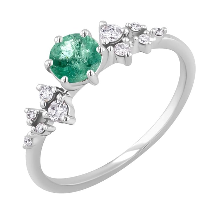 Zásnubný prsteň so smaragdom a diamantmi Olha