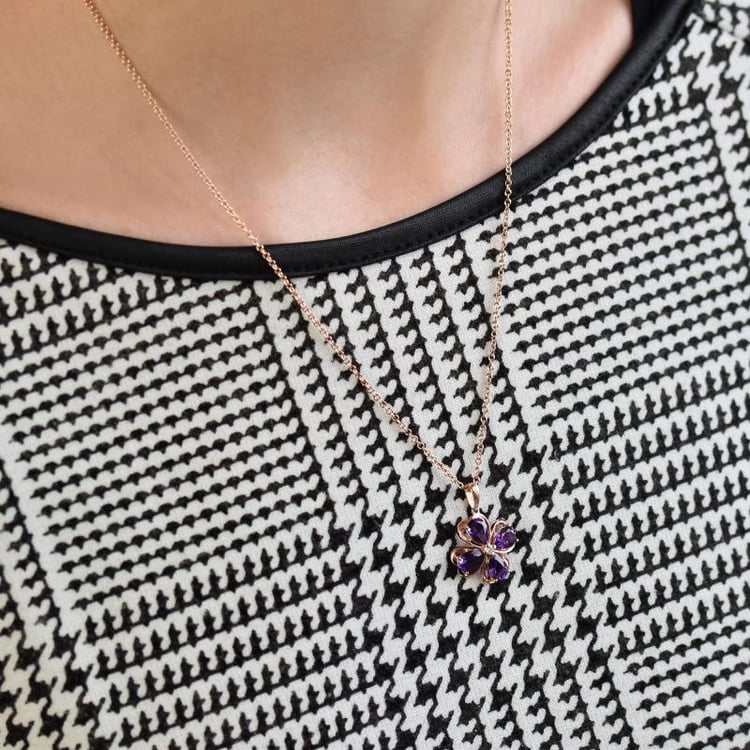 Kvetinová zlatá kolekcia šperkov s ametystmi Fairlee 5248