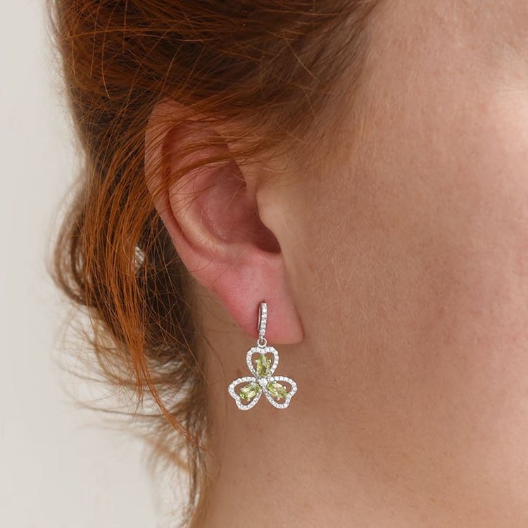 Strieborné trojlístku s olivín a zirkónmi 88693