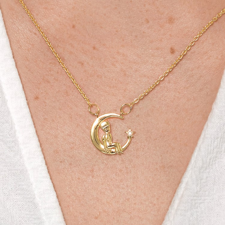 Náhrdelník v tvare mesiaca s diamantom Malý princ 157219