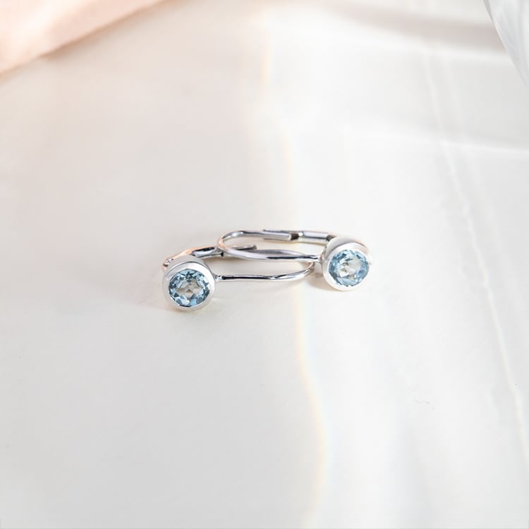 Zlaté visiace náušnice s akvamarínmi Christabel 152004