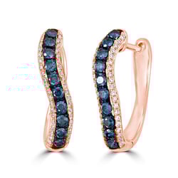 Kruhové náušnice s modrými a bielymi diamantmi Zaid