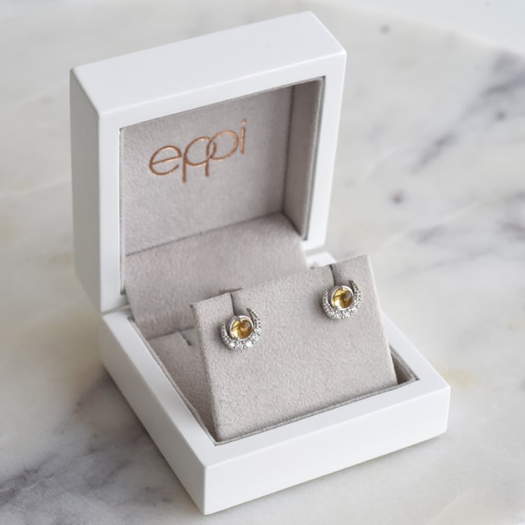 Náušnice s citrínmi zo striebra so zirkónmi 86203