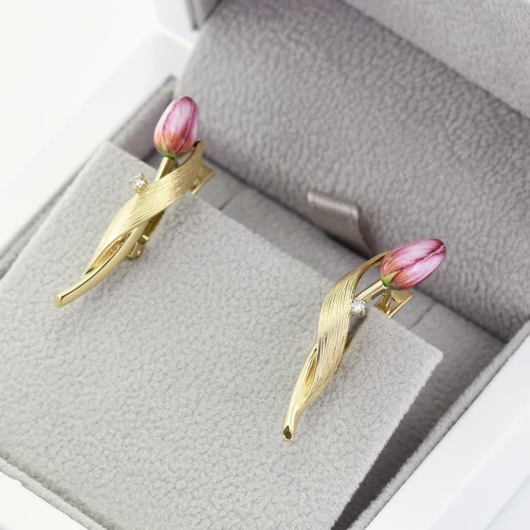 Náušnice s enamelom a diamantmi 48953