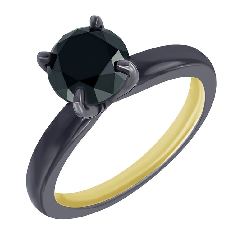 Prsteň z čierneho zlata s 2ct čiernym diamantom