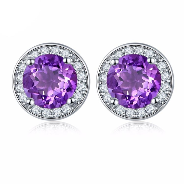 Strieborné náušnice s ametystmi a zirkónmi Diarel