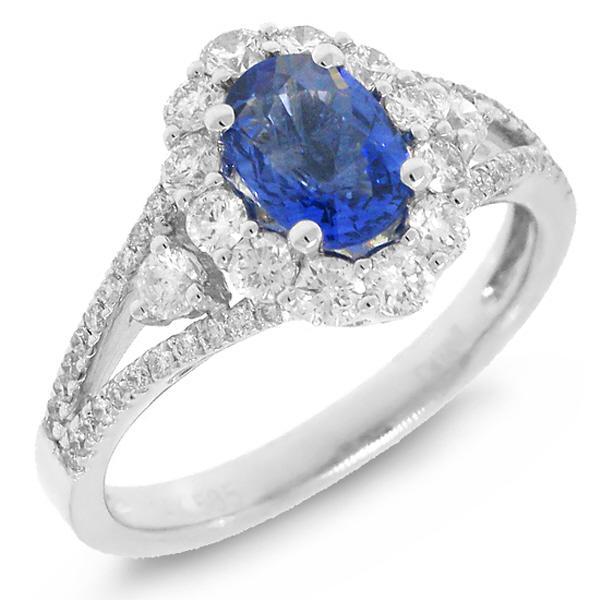 Zlatý prsteň so zafírom a diamantmi