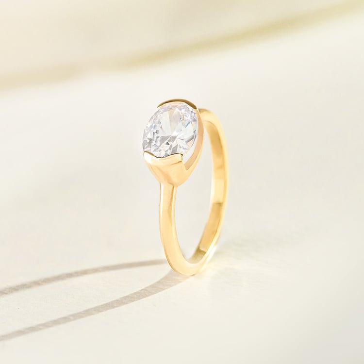 Zlatý prsteň s half-bezel oválnym diamantom Hortensia 164288