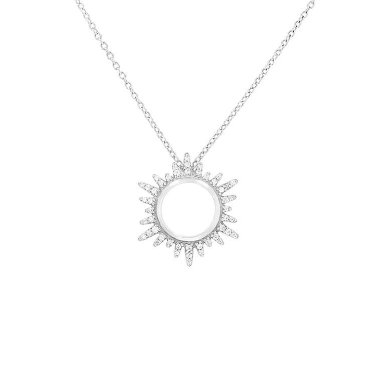 Náhrdelník v tvare diamantového slunce z bieleho zlata 79699