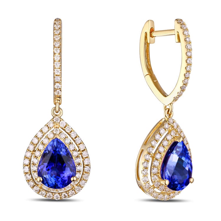 Zlaté tanzanitové náušnice 9791