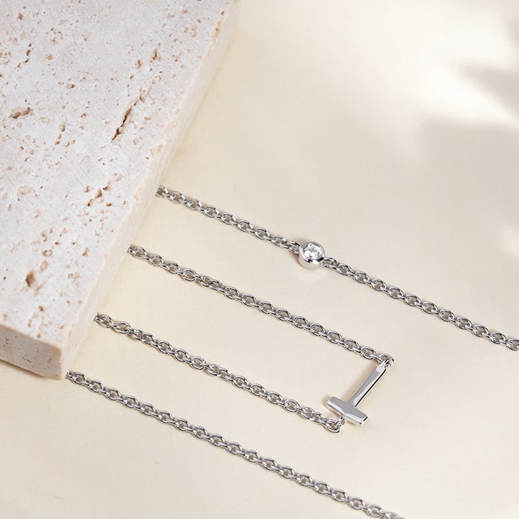 Strieborný náhrdelník s písmenom vašej voľby a lab-grown diamantom Lupe 149987