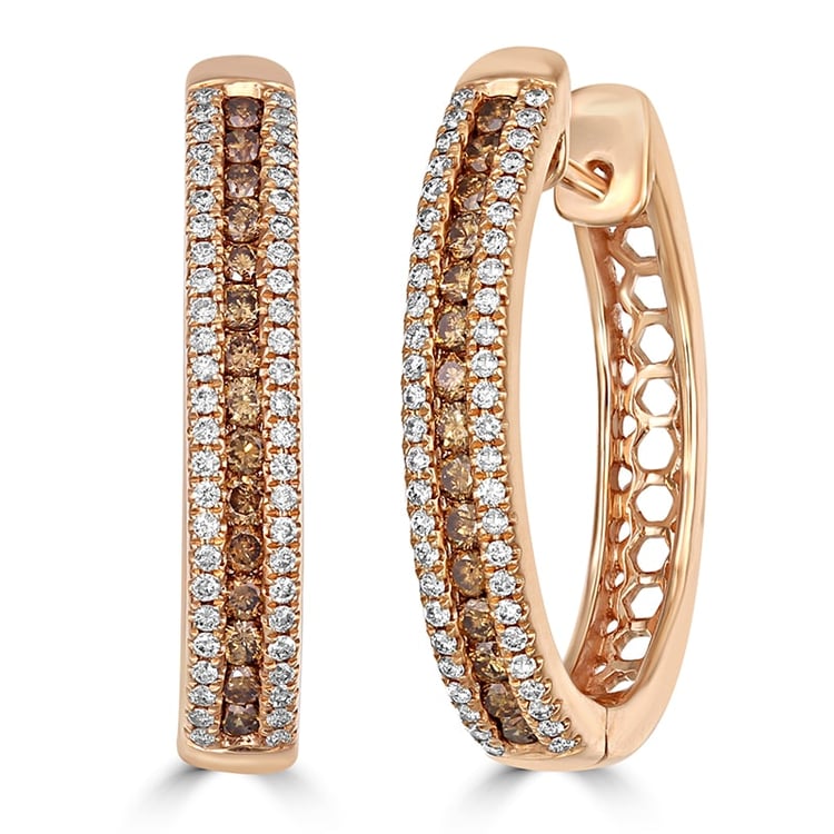 Náušnice zo zlata s champagne a bielymi diamantmi Ayat