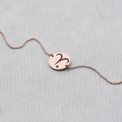 Zlatý náramok so znamením a rubínom Baran