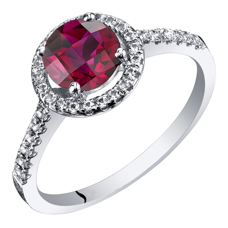 Zlatý prsteň v halo štýle s rubínom a topásmi Haris