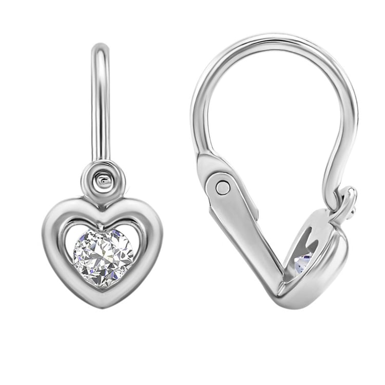 Zlaté detské náušnice srdiečka s moissanitmi Aurora 105006
