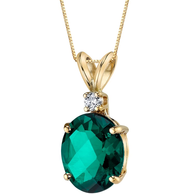 Zlatý prívesok s lab-grown smaragdom Marta