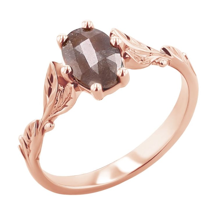 Prsteň so salt and pepper diamantom a ručne rytými lístkami Sabine 118950