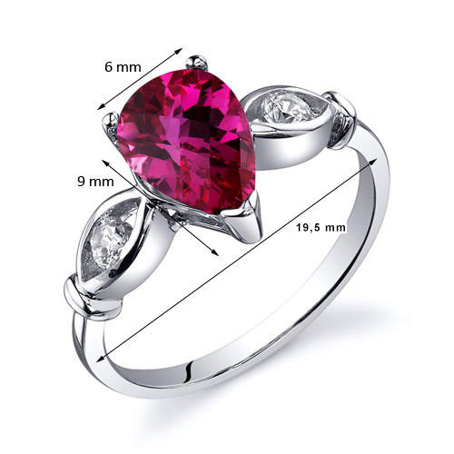 Prsteň s rubínom a zirkónmi zo striebra 2271