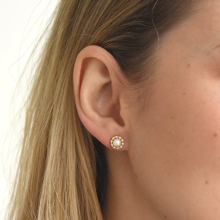 Pozlátené náušnice s perlou 73786