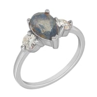 Zásnubný prsteň s labradoritom a moissanitmi Nyree