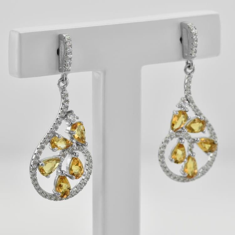 Strieborné náušnice plné citrínov 45379