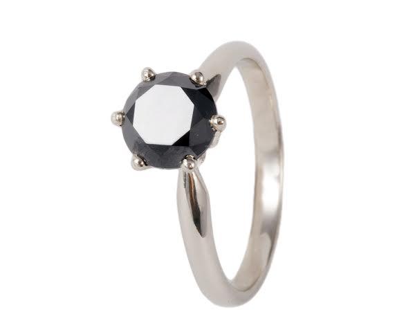 Prsteň z bieleho zlata s čiernym diamantom Felyne